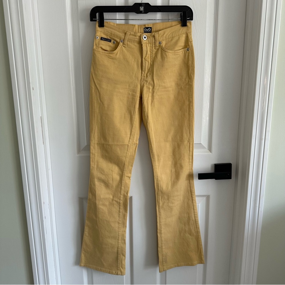 D&G Yellow Flare Wide Leg Jeans. Made in Italy